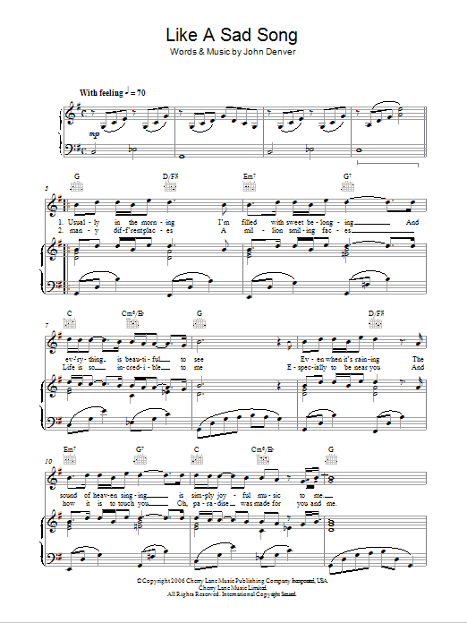 Produktgalerie: Seite 1 von 1 Like A Sad Song, John Denver, Gesang, Gitarre, Klavier