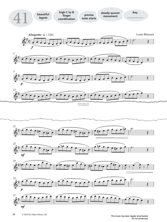 Product gallery: Page 1 of 1 Study No.41 'Allegretto' (from 'More Graded Studies For Saxophone Book One'), Louis Blémant