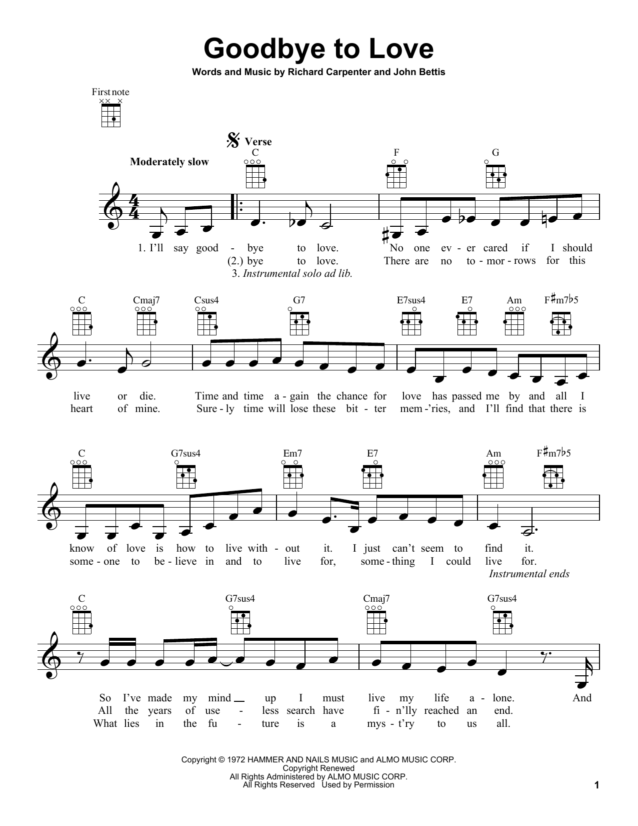 Product gallery: Page 1 of 1 Goodbye To Love, Carpenters