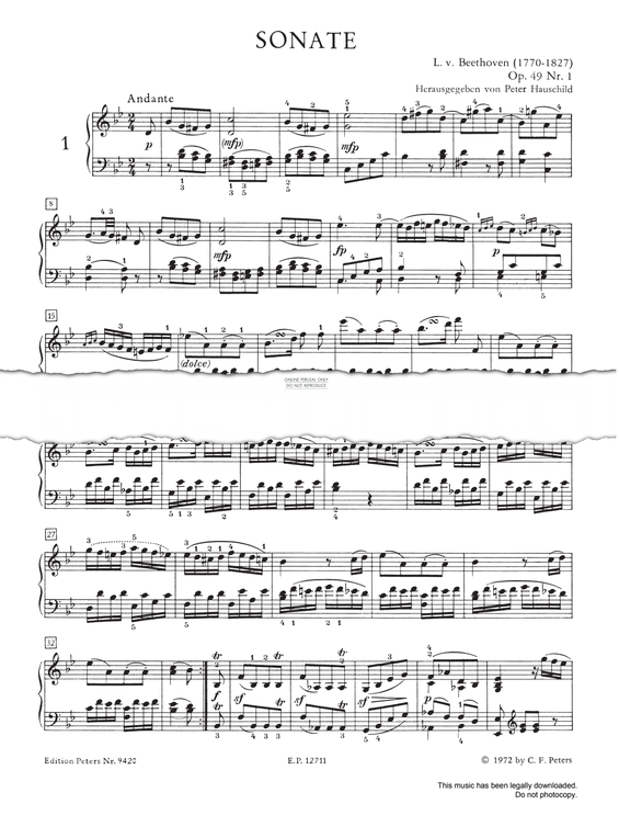 Produktgalerie: Seite 1 von 1 Piano Sonata No. 19, Op. 49 Nr. 1, Ludwig van Beethoven, Klavier