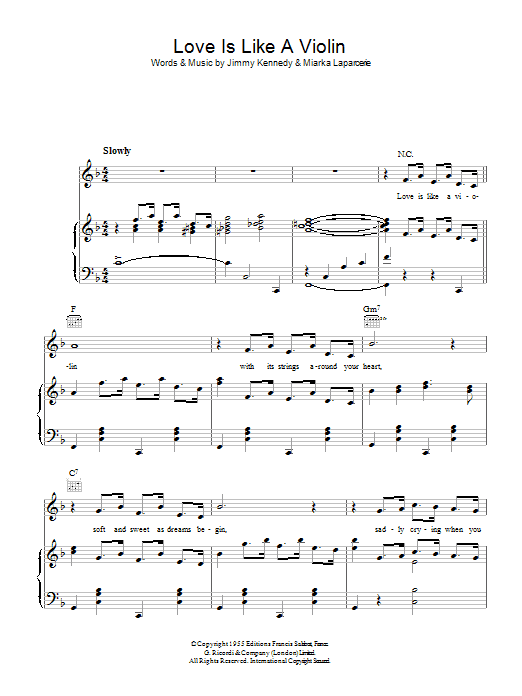 Product gallery: Page 1 of 1 Love Is Like A Violin (Mon Coeur Est Un Violon), Jimmy Kennedy