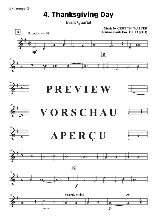 gallery: Thanksgiving Day , , (Blechbläser Quartett - 2x Trompete in B, Horn in F + Posaune)