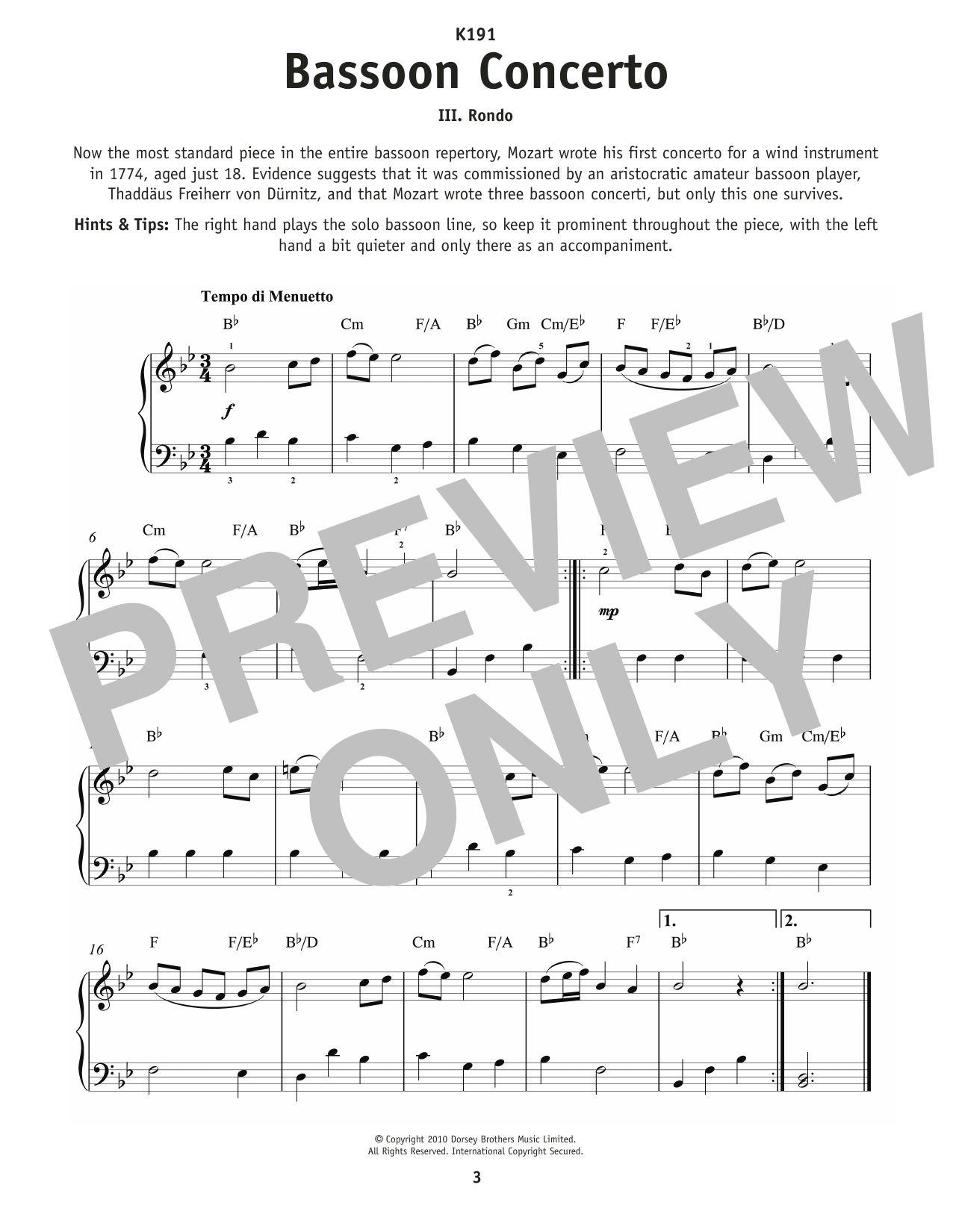 Produktbild zu: Rondo From Bassoon Concerto, K191
