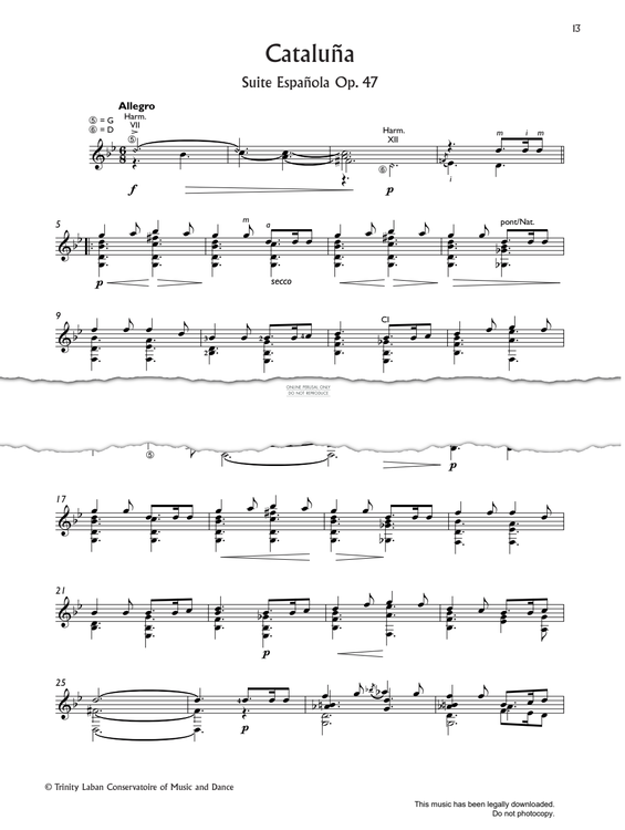 Produktgalerie: Seite 1 von 1 Cataluña (from Suite Española Op. 47), Isaac Albeniz, Gitarre