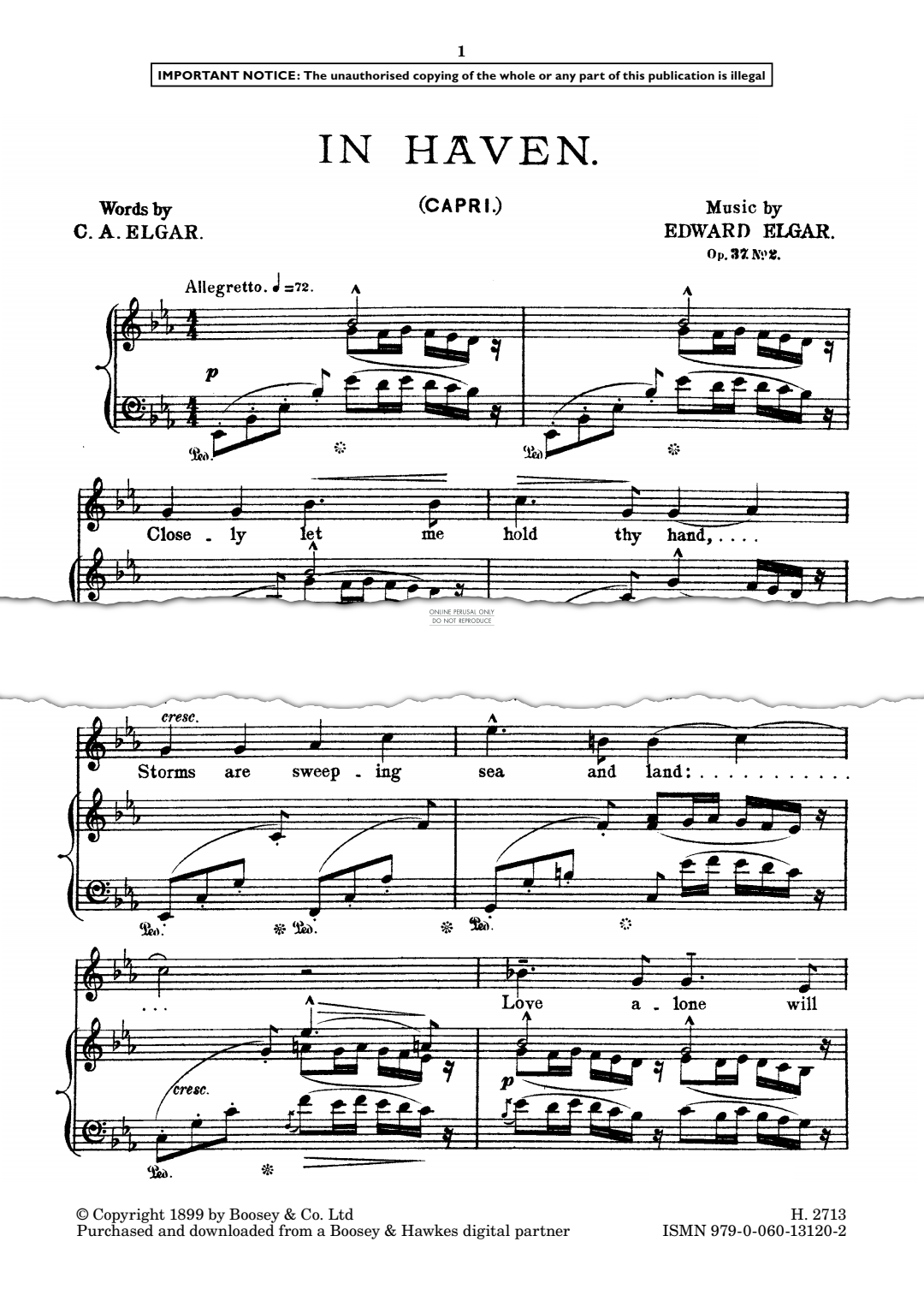 Produktgalerie: Seite 1 von 1 In Haven (Capri), Edward Elgar, Gesang, Klavier