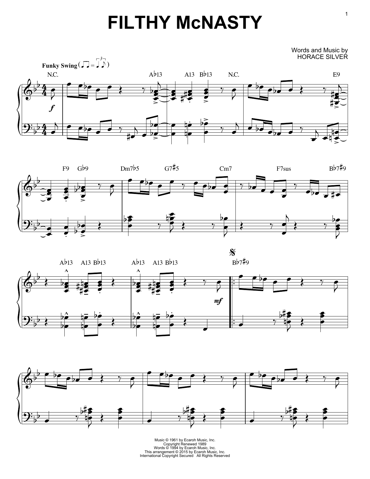 Produktbild zu:  Filthy McNasty (arr. Brent Edstrom) - Horace Silver