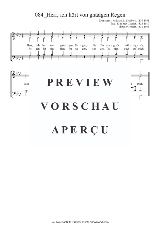 Product picture to: Herr, ich hört von gnädgen Regen William B. Bradbury, 1816-1868