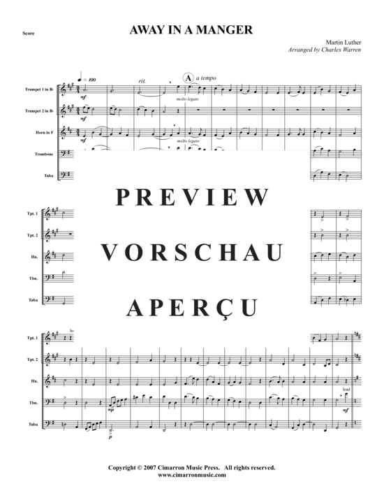 Produktgalerie: Seite 2 von 15 Away in the Manger , , (Blechbläserquintett)