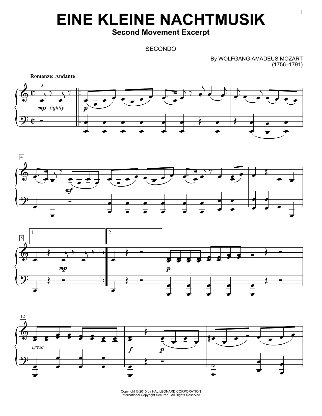 Product picture to: Eine Kleine Nachtmusik ("Romance"), Second Movement