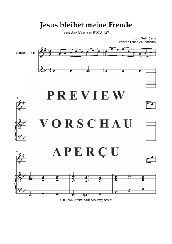 Produktgalerie: Seite 2 von 8 Jesus bleibet meine Freude, , Alt Saxophon und Orgel