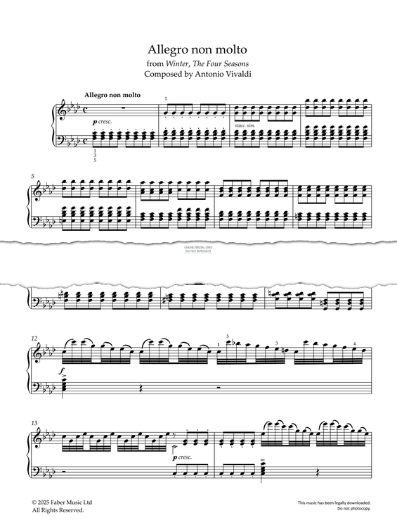 Produktgalerie: Seite 1 von 1 Allegro non molto, from Winter (The Four Seasons), Antonio Vivaldi, Klavier