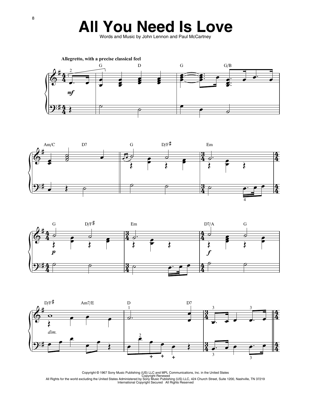 Produktgalerie: Seite 1 von 1 All You Need Is Love, The Beatles, Harfe