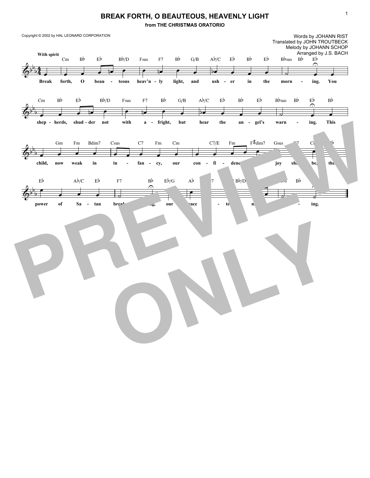 Product gallery: Page 1 of 1 Break Forth, O Beauteous, Heavenly Light, J.S. Bach