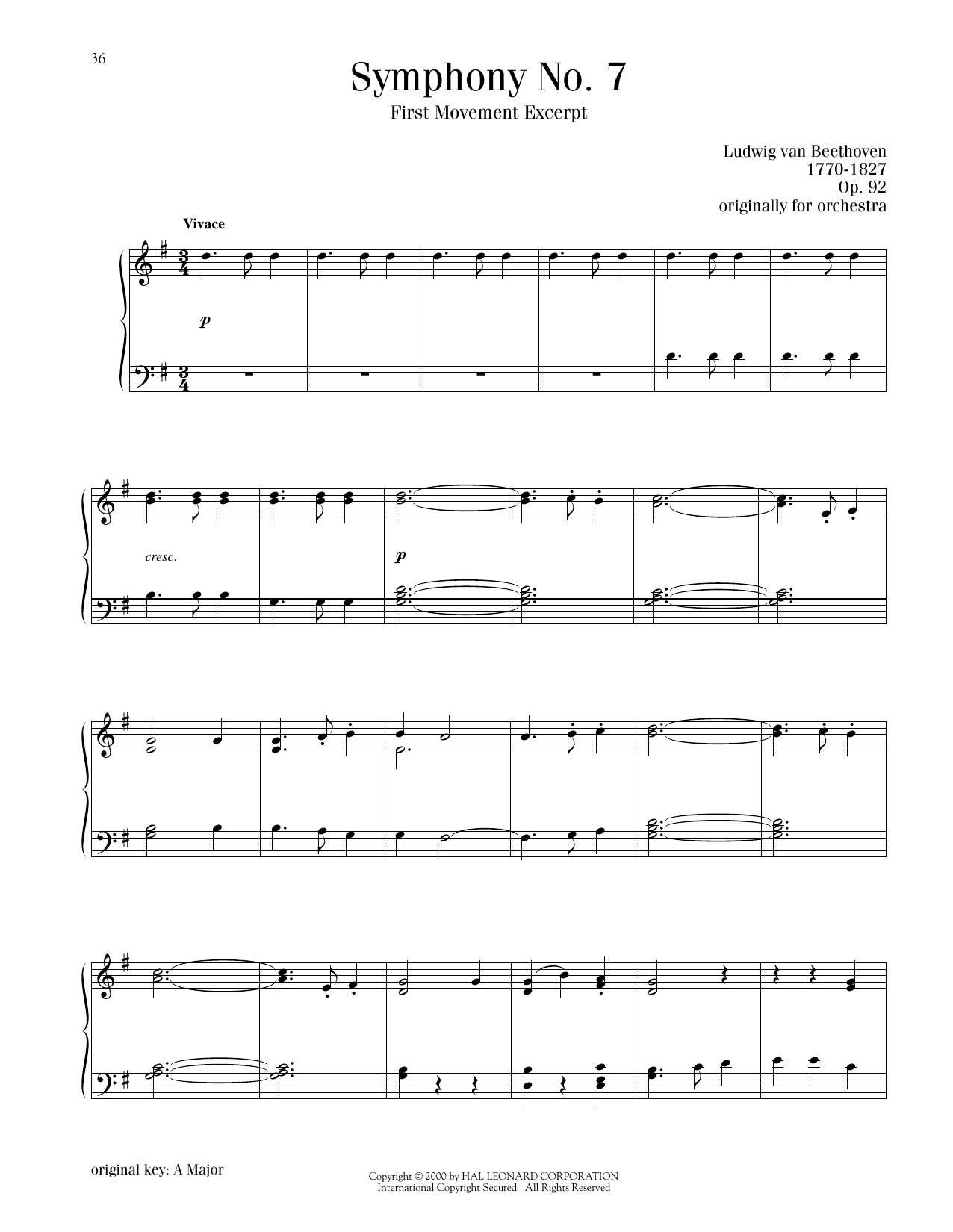 Produktbild zu: Symphony No. 7 In A Major, First Movement Excerpt