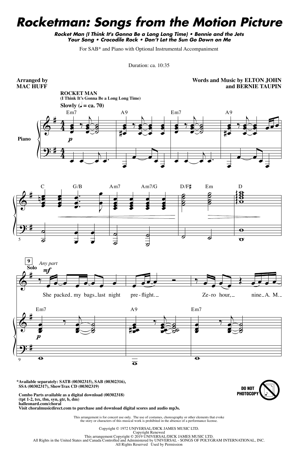 Produktbild zu: Rocketman: Songs from the Motion Picture (arr. Mac Huff)