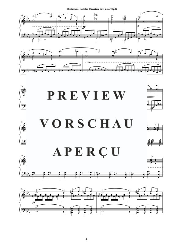 Produktgalerie: Seite 5 von 11 Coriolan Ouverture in C minor Op.62 - Piano Version, , Klavier Solo