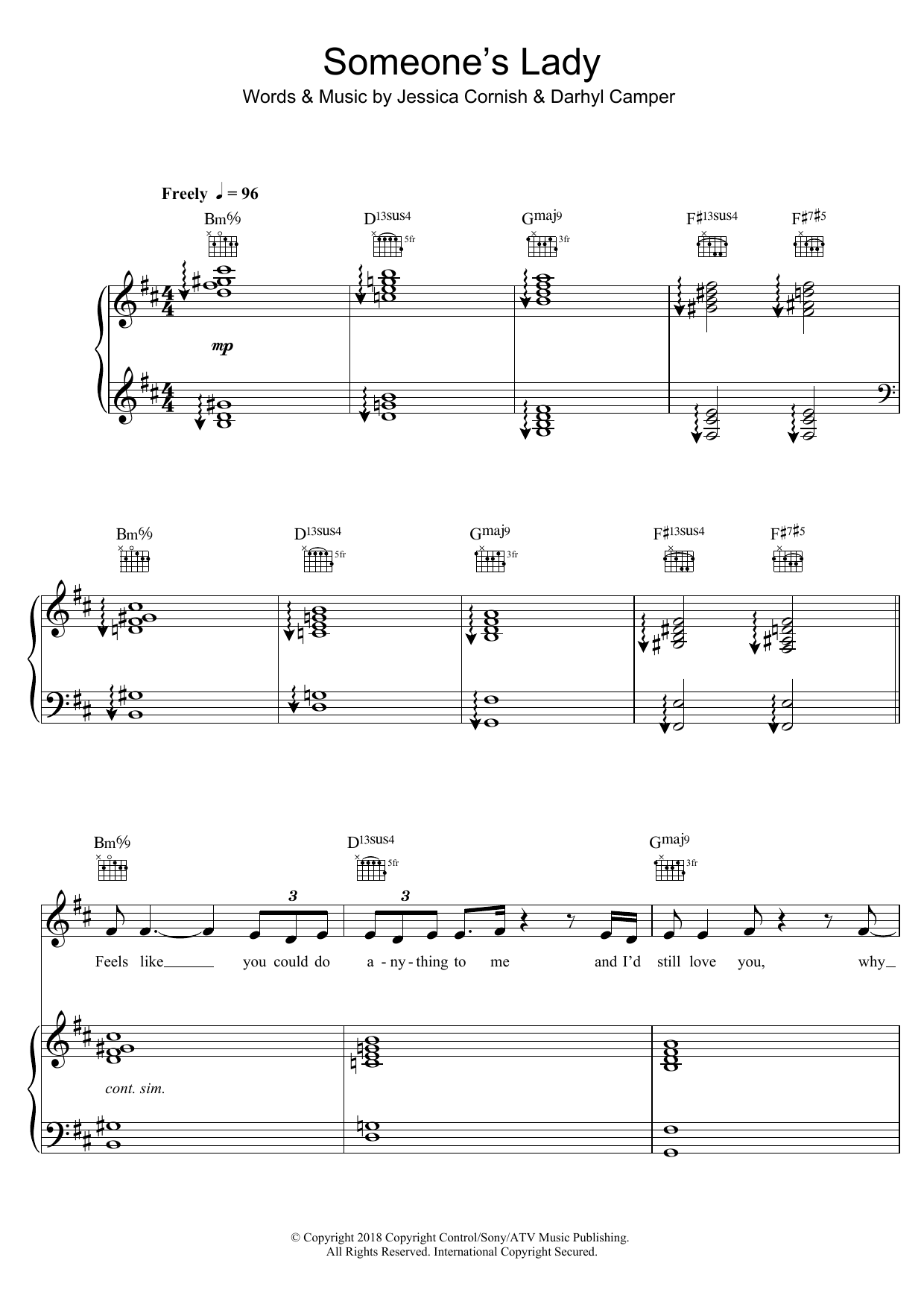 Produktgalerie: Seite 1 von 1 Someone's Lady, Jessie J, Gesang, Gitarre, Klavier