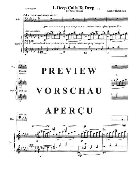 Produktgalerie: Seite 5 von 21 Deep Calls to Deep (At the Thunder of Your Waterspouts) , , Tuba und Klavier