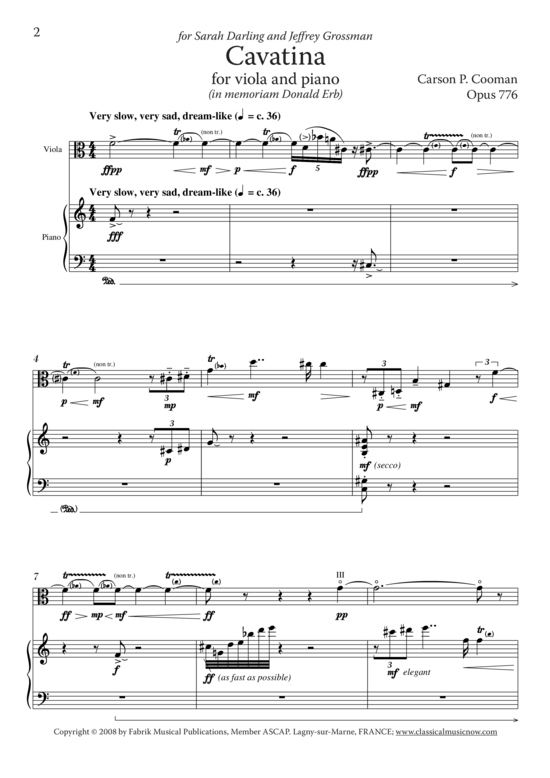 Product picture to: Cavatine Carson P. Cooman