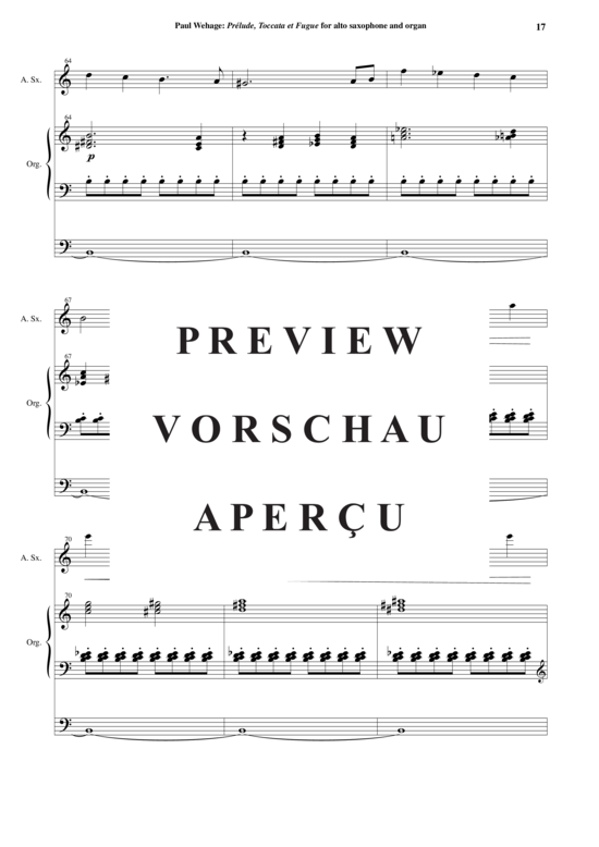 Product gallery: Page 18 of 21 Prelude, Toccata and Fugue , , (alto saxophone + organ)