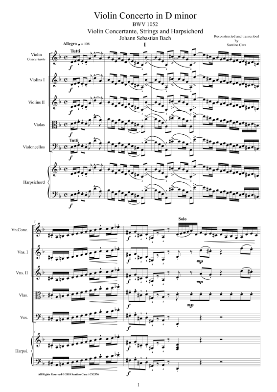 Product picture to: Violin Concerto in D minor BWV 1052Johann Sebastian Bach