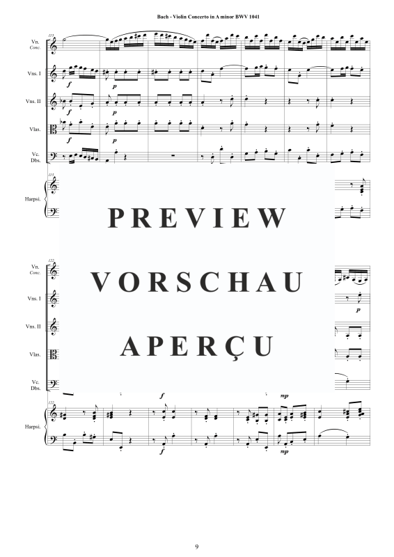Product gallery: Page 10 of 11 Violin Concerto in A minor BWV 1041, , Mixed Ensemble: Violin, Strings and Harpsichord Bc