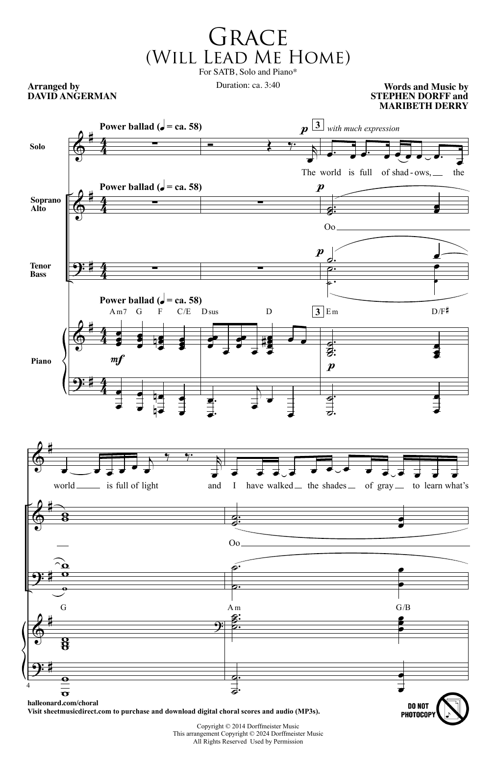 Product picture to: Grace (Will Lead Me Home) (arr. David Angerman)