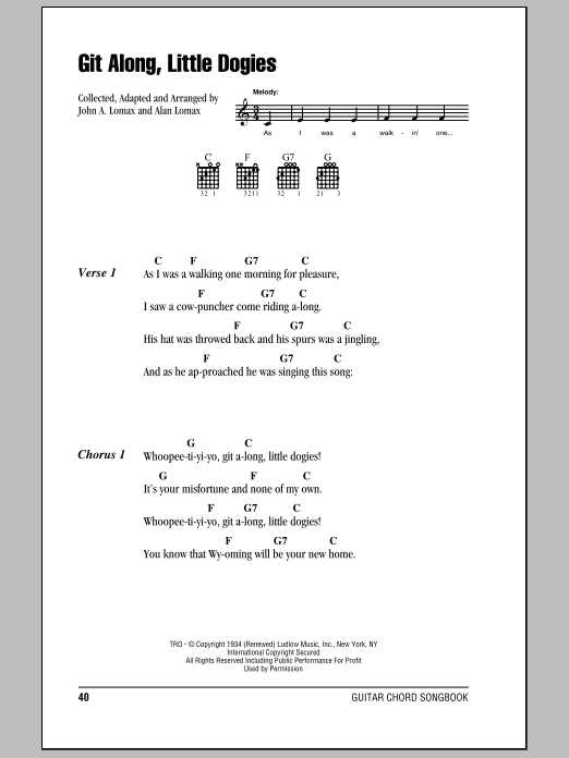 Produktgalerie: Seite 1 von 1 Git Along, Little Dogies, John A. Lomax, Gitarre