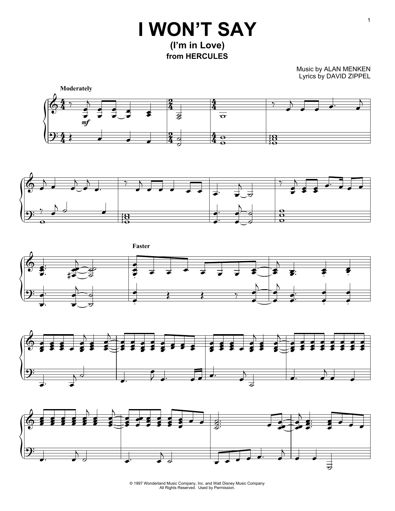 Produktbild zu: I Won't Say (I'm In Love) (from Hercules)