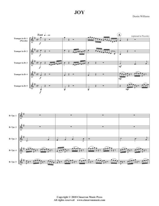 Produktbild zu: Joy (5x Trompete in B) Dustin Williams