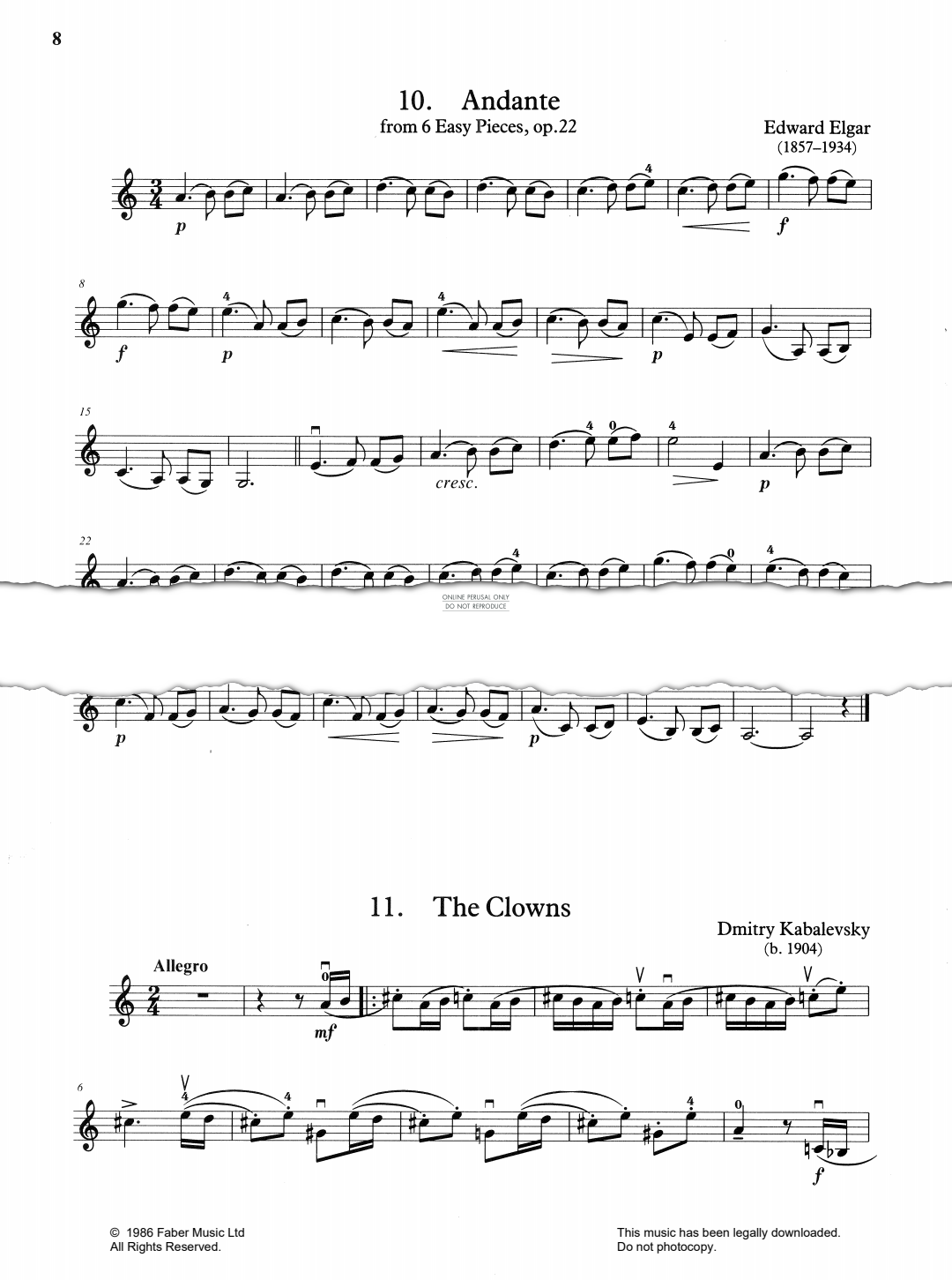 Product gallery: Page 1 of 1 Andante from '6 Easy Pieces' (from 'The Young Violinist's Repertoire Book 3'), Edward Elgar