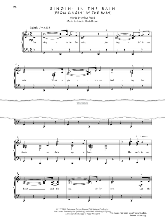 Produktgalerie: Seite 1 von 1 Singin' In The Rain (from 'Singin' In The Rain'), Nacio Herb Brown, Klavier