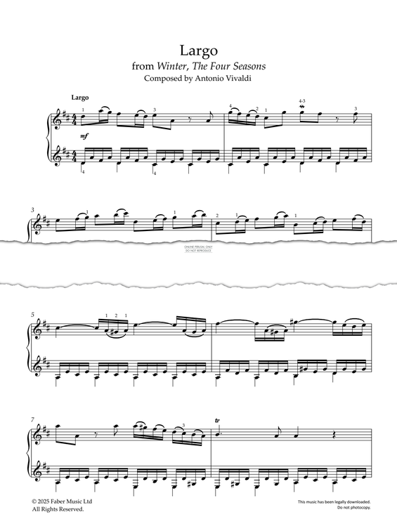 Produktgalerie: Seite 1 von 1 Winter (from 'The Four Seasons') Slow Movement, Antonio Vivaldi, Klavier