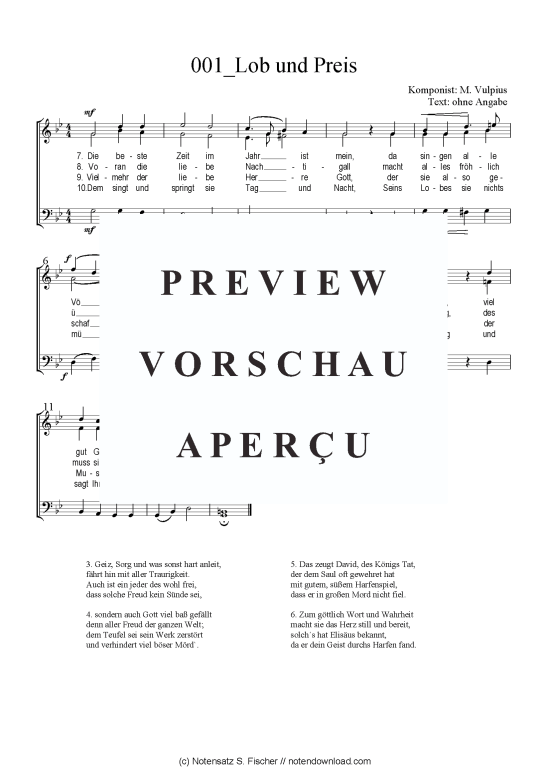 Produktbild zu: Lob und Preis M. Vulpius
