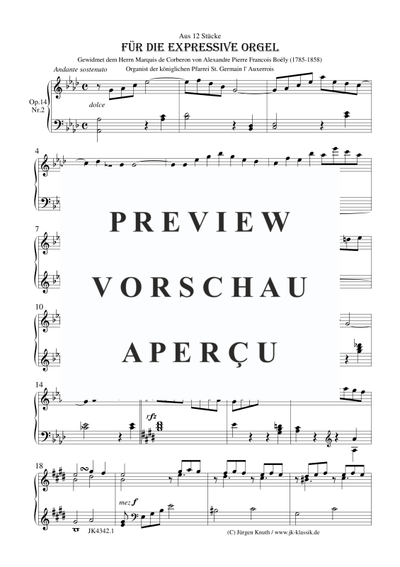 Produktbild zu: Für die Expressive Orgel Op,14.2Alexandre Pierre Francois Boëly