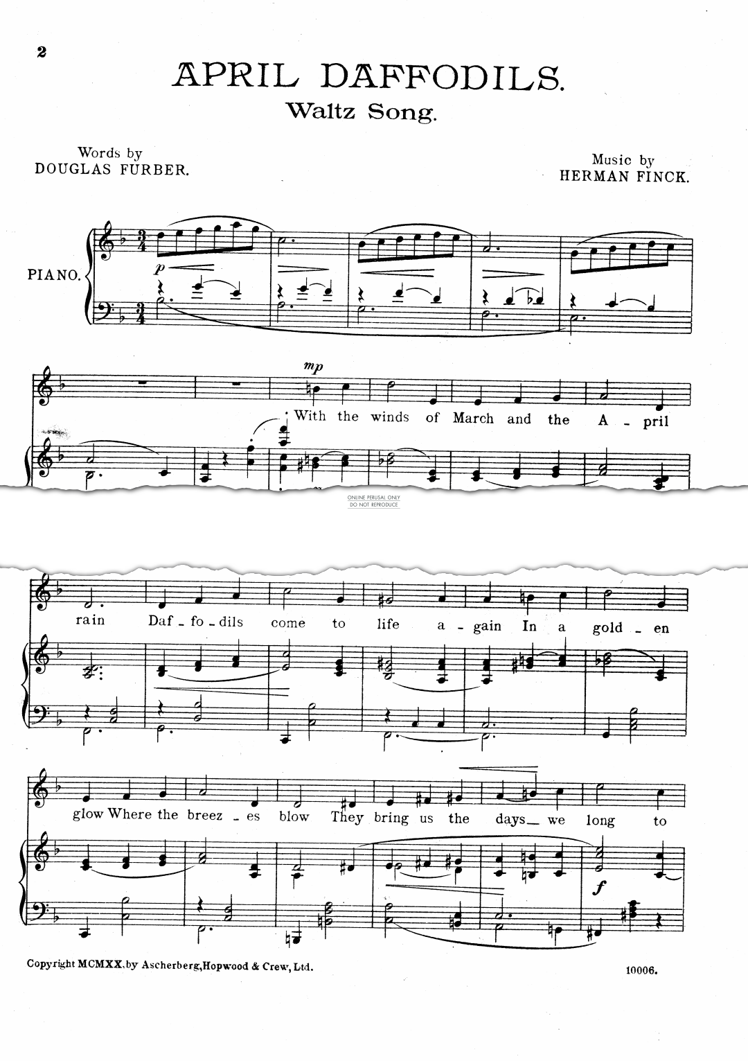 Produktgalerie: Seite 1 von 1 April Daffodils, Herman Finck, Gesang, Klavier