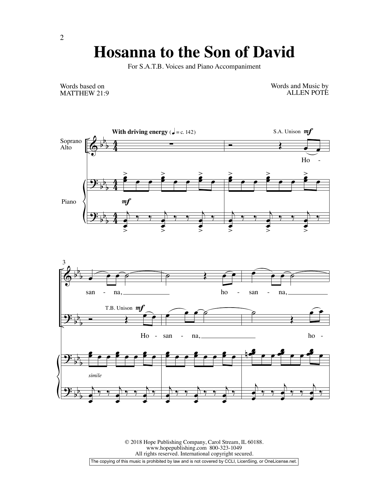 Product gallery: Page 1 of 1 Hosanna To The Son Of David, Allen Pote