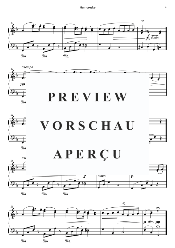 Produktgalerie: Seite 6 von 6 Humoreske - op. 101 Nr. 7 - Leicht spielbare Klavierfassung in F-Dur, , Klavier Solo
