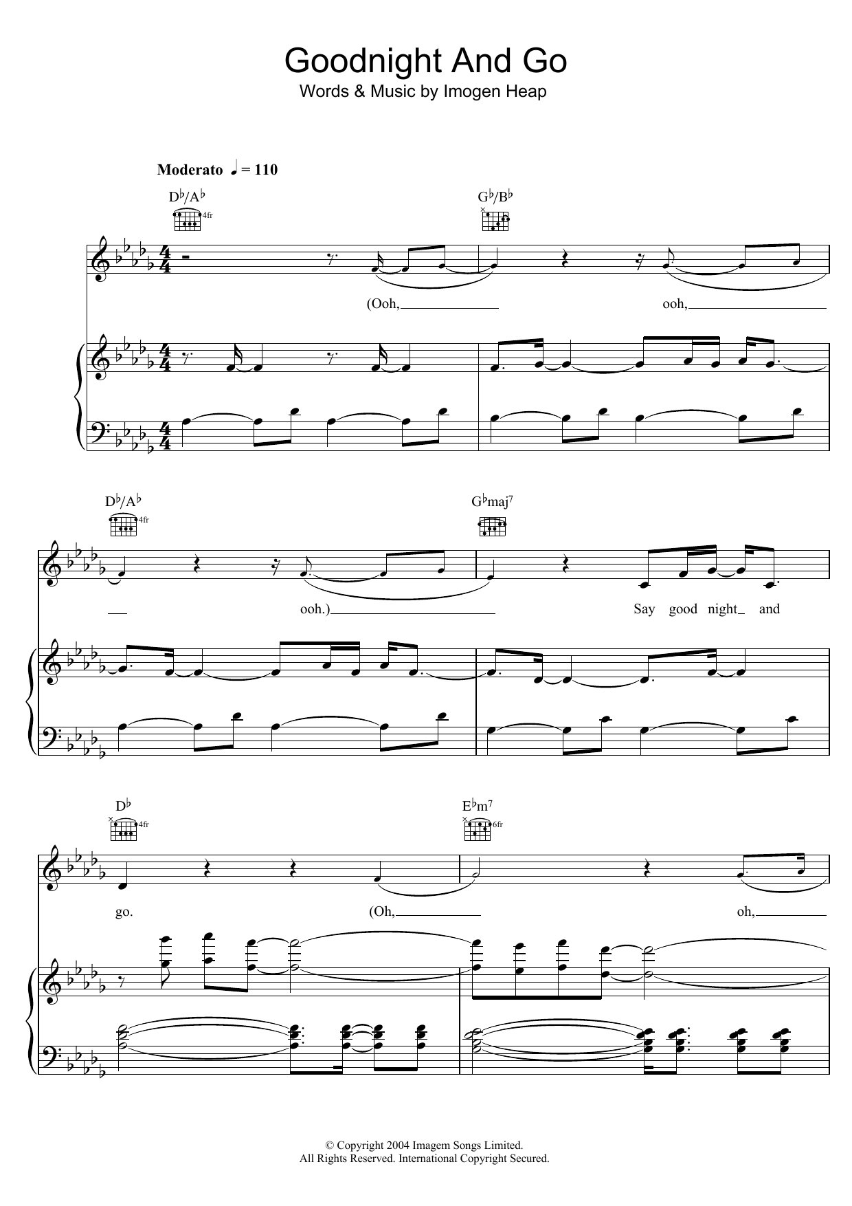 Produktgalerie: Seite 1 von 1 Goodnight And Go, Imogen Heap, Gesang, Gitarre, Klavier