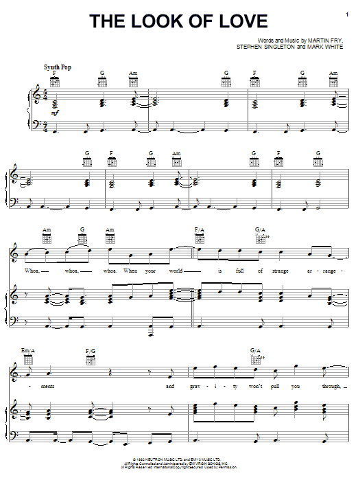 Produktgalerie: Seite 1 von 1 The Look Of Love, ABC, Gesang, Gitarre, Klavier