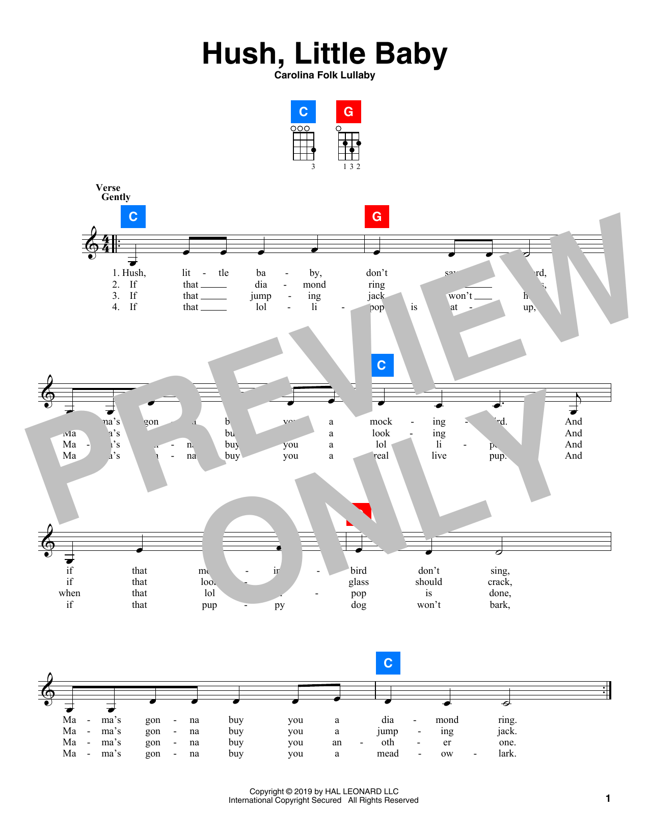 Product gallery: Page 1 of 1 Hush, Little Baby, Carolina Folk Lullaby