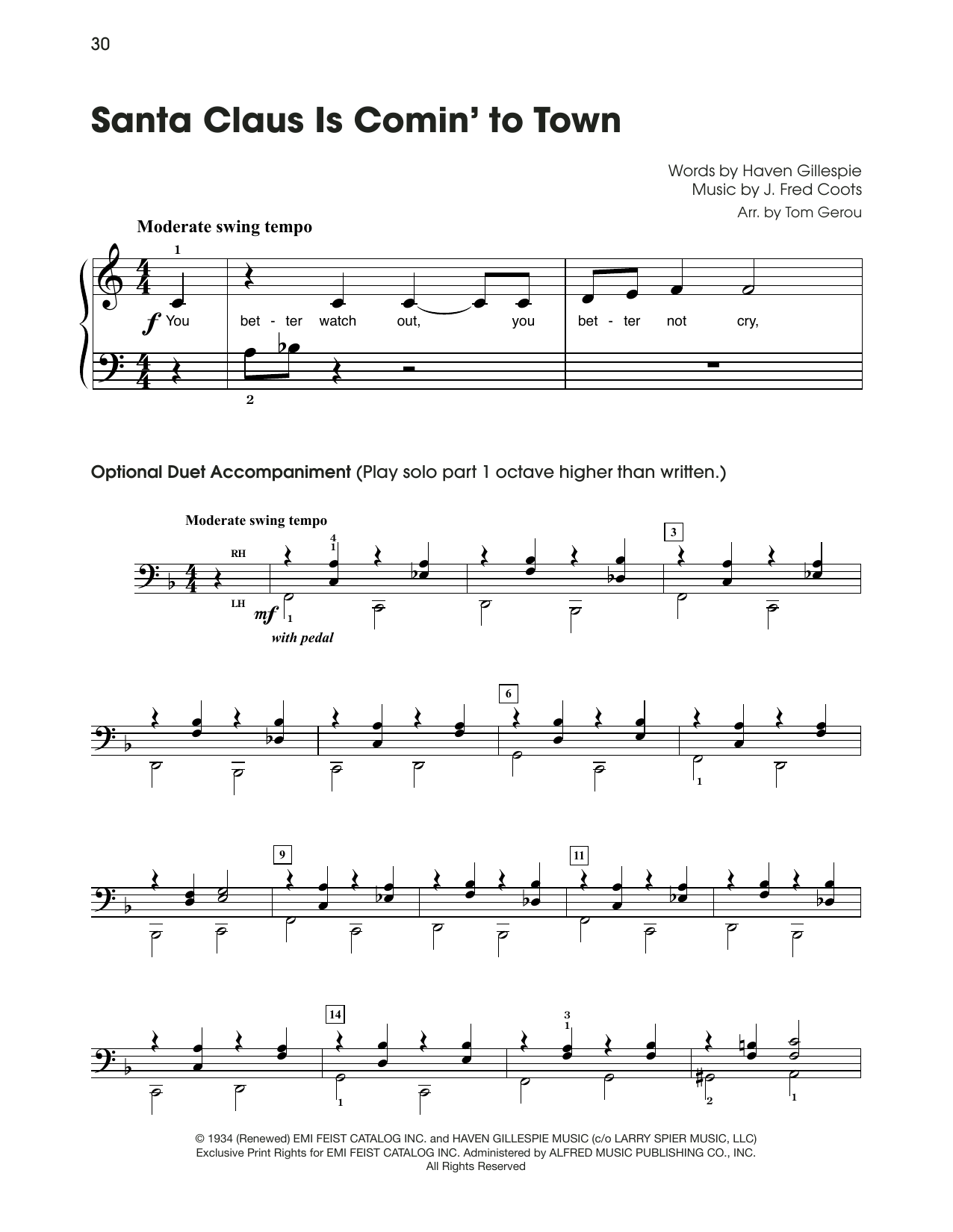 Product picture to: Santa Claus Is Comin' To Town (arr. Tom Gerou)