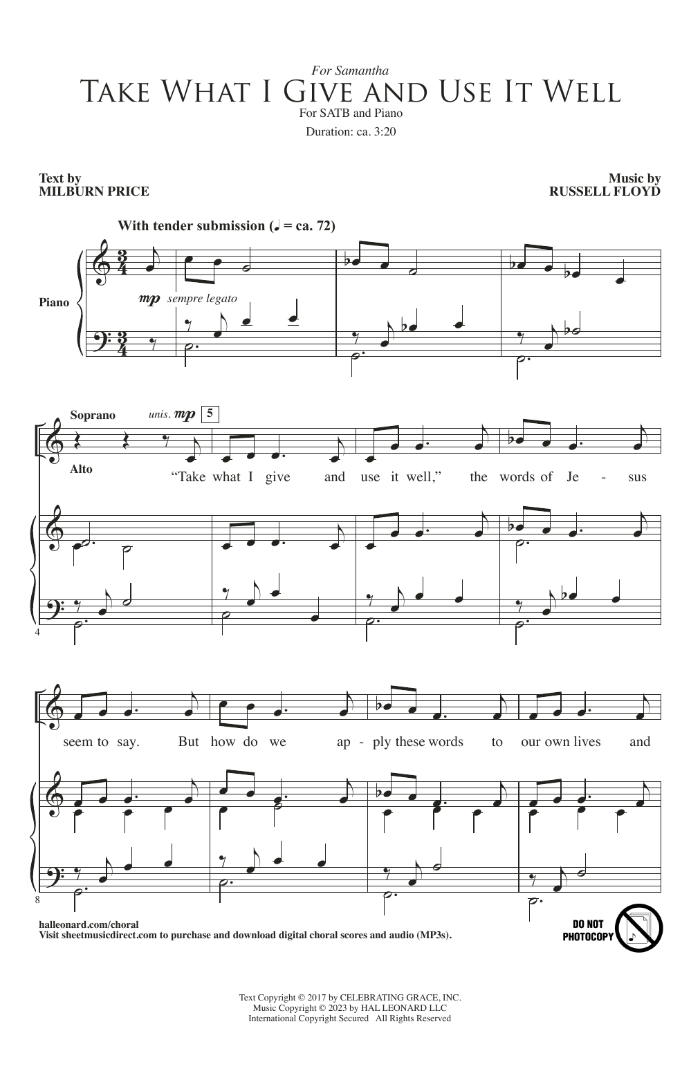 Produktgalerie: Seite 1 von 1 Take What I Give And Use It Well, Russell Floyd, Chor