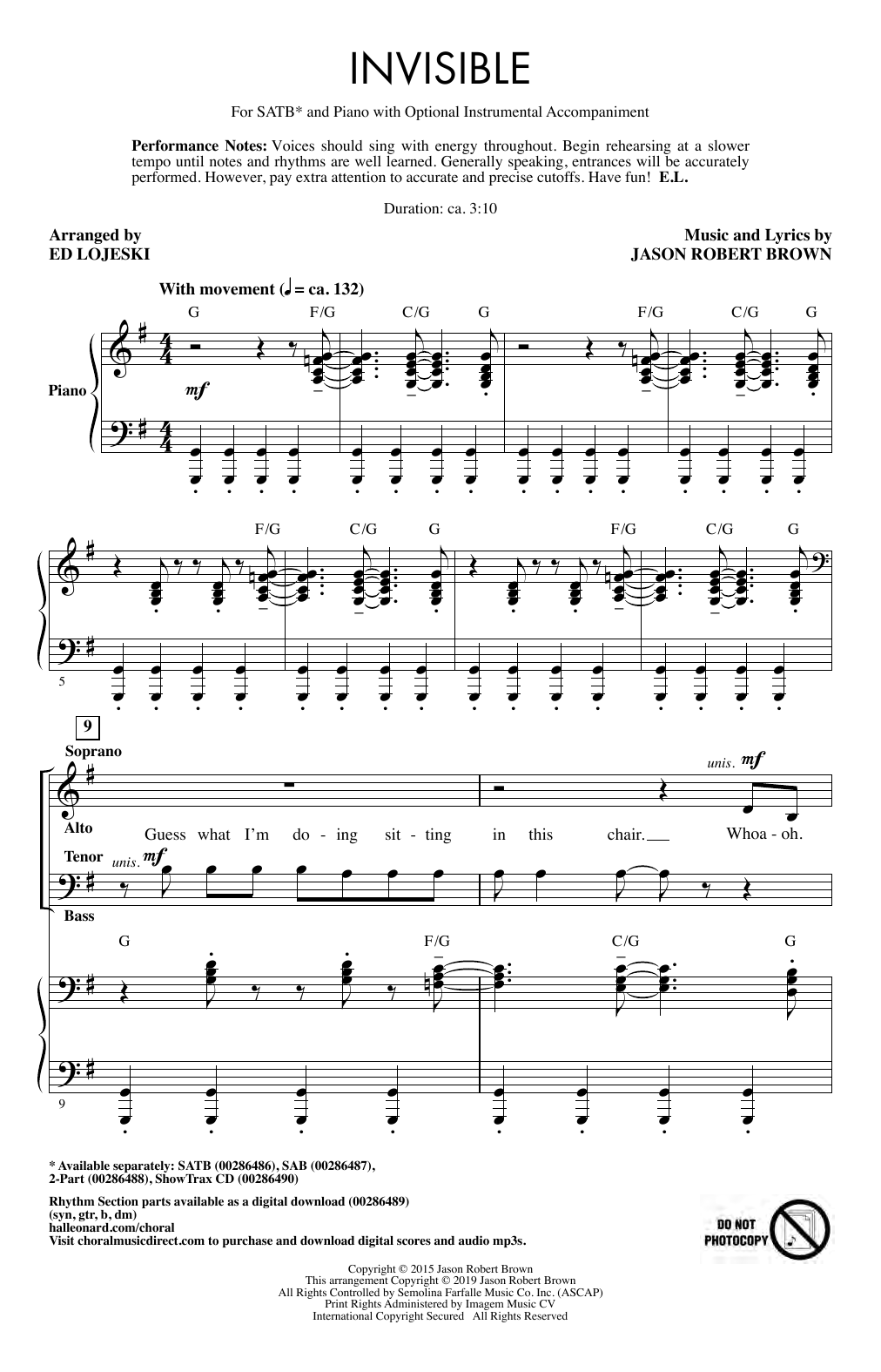 Produktbild zu: Invisible (arr. Ed Lojeski)