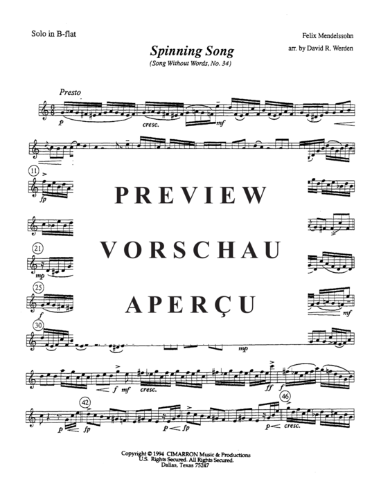 Product gallery: Page 16 of 22 Spinnerlied (Lieder ohne Worte) , ,  op. 67 No. 4 (Solo part in Bb + Concert Band)