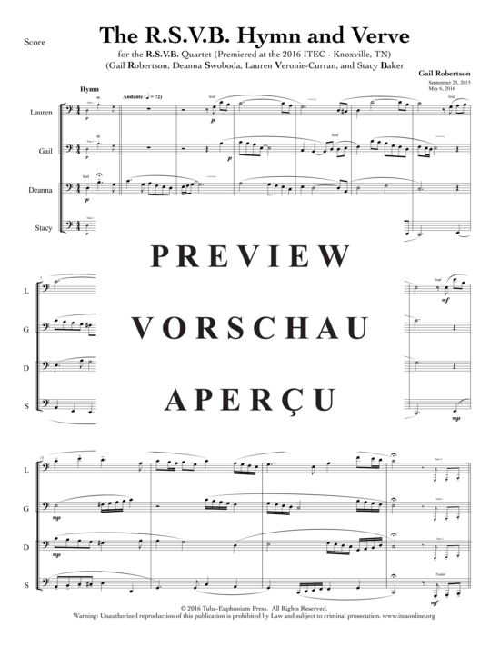 Product gallery: Page 3 of 21 The R.S.V.B Hymn and Verve , , (Tuba Quartett EETT)