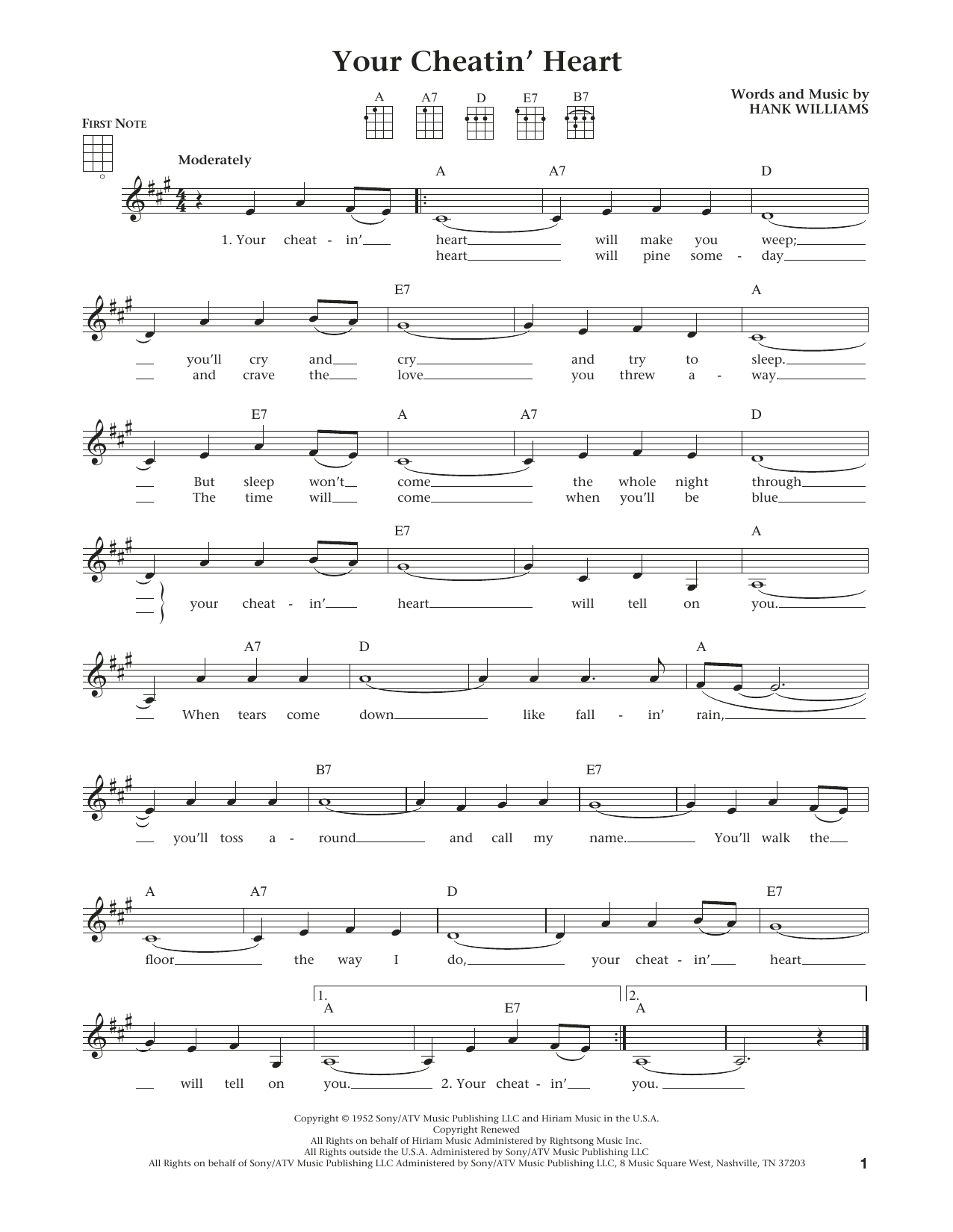 Product gallery: Page 1 of 1 Your Cheatin' Heart (from The Daily Ukulele) (arr. Liz and Jim Beloff), Hank Williams