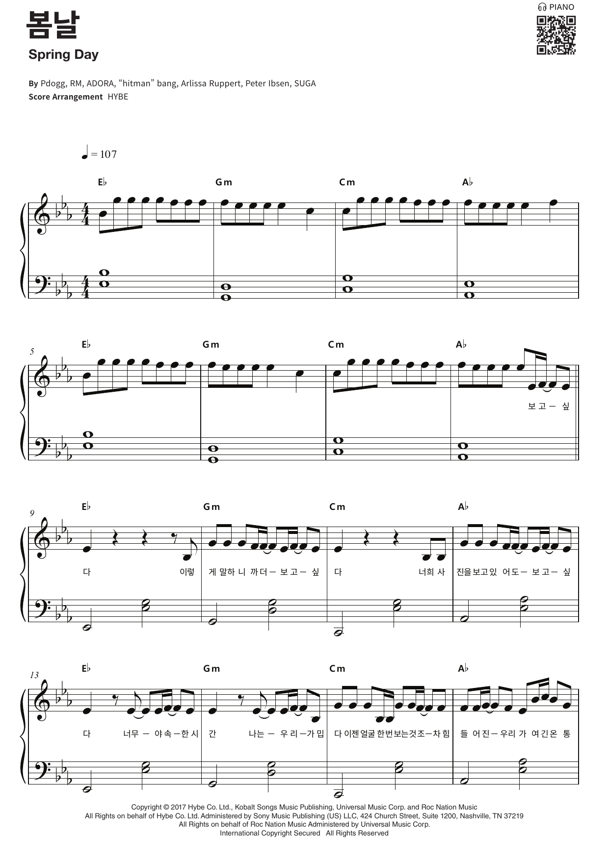 Produktgalerie: Seite 1 von 1 Spring Day, BTS, Klavier