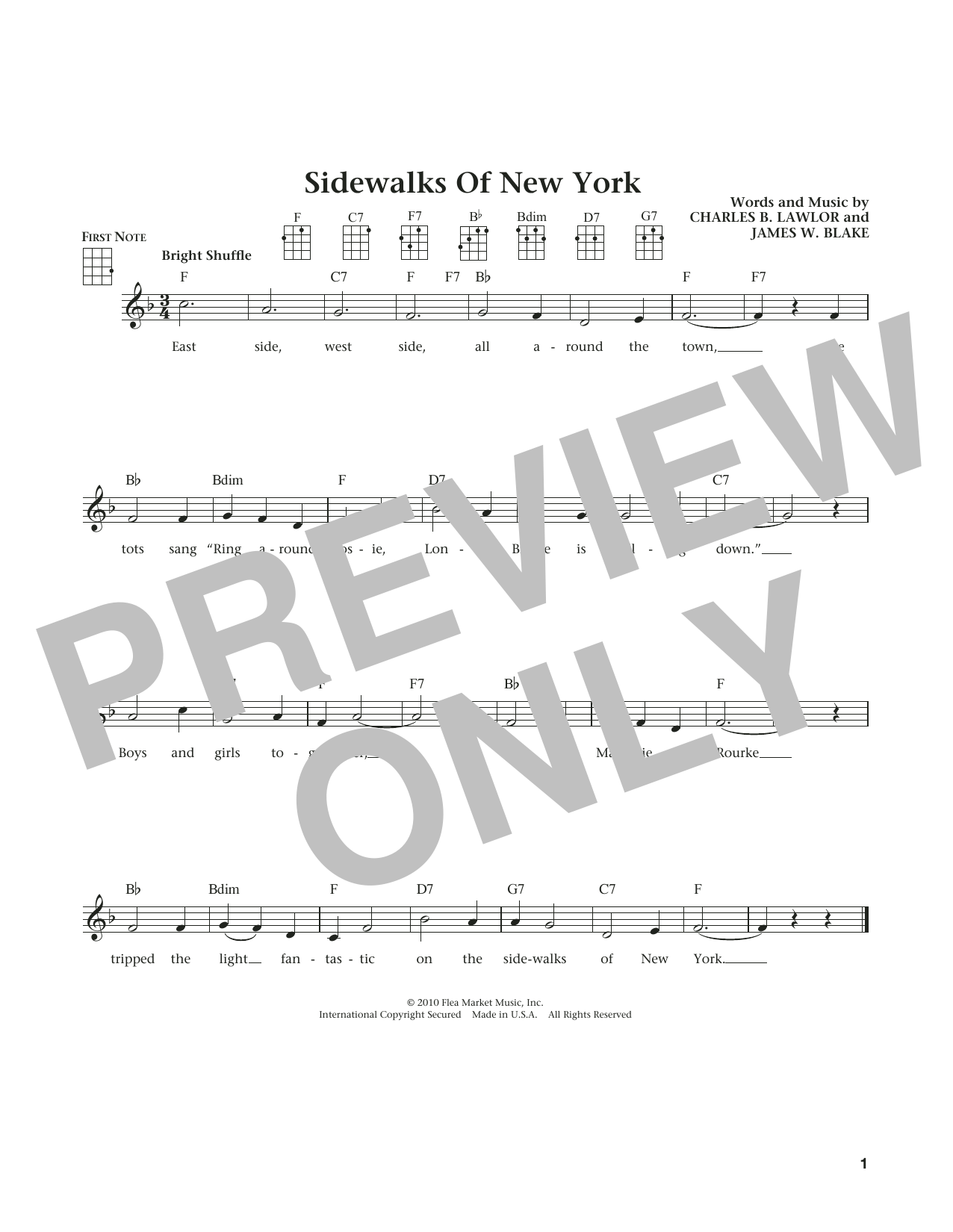 Product gallery: Page 1 of 1 Sidewalks Of New York (from The Daily Ukulele) (arr. Liz and Jim Beloff), Charles B. Lawlor