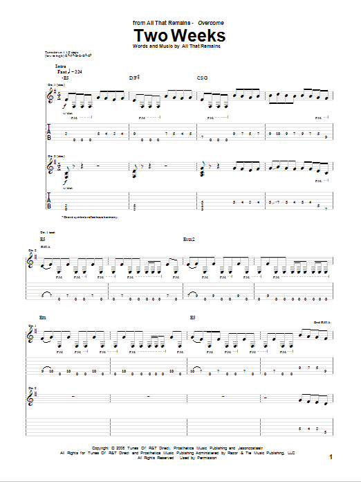 Produktgalerie: Seite 1 von 1 Two Weeks, All That Remains, Gitarre